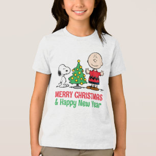 Camiseta Triblenda Pavos Snoopy y Charlie Brown árbol de Navidad