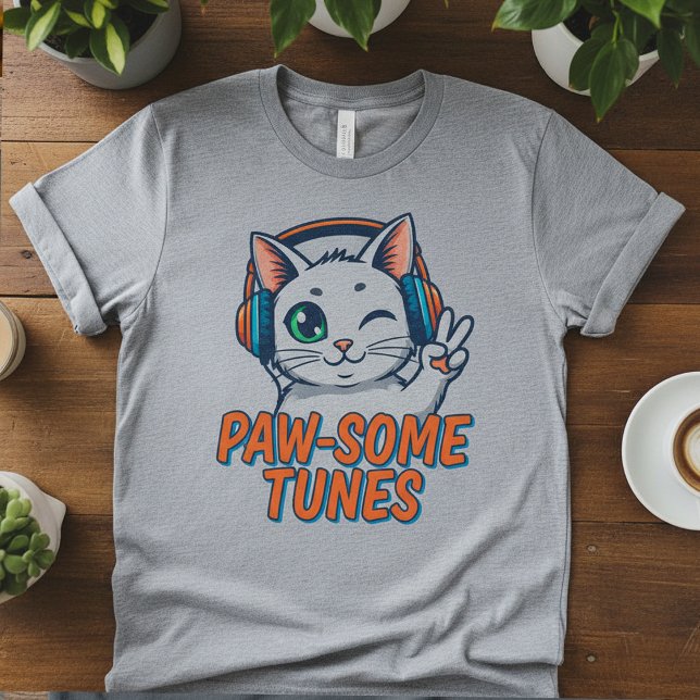 Camiseta Triblenda Paw-Some Tunes T-Shirt: Funny Cat (Subido por el creador)