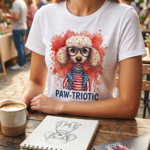 Camiseta Triblenda Paw-triotic Poodle Patriotic 4th of July Dog