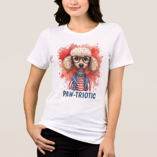 Camiseta Triblenda Paw-triotic Poodle Patriotic 4th of July Dog