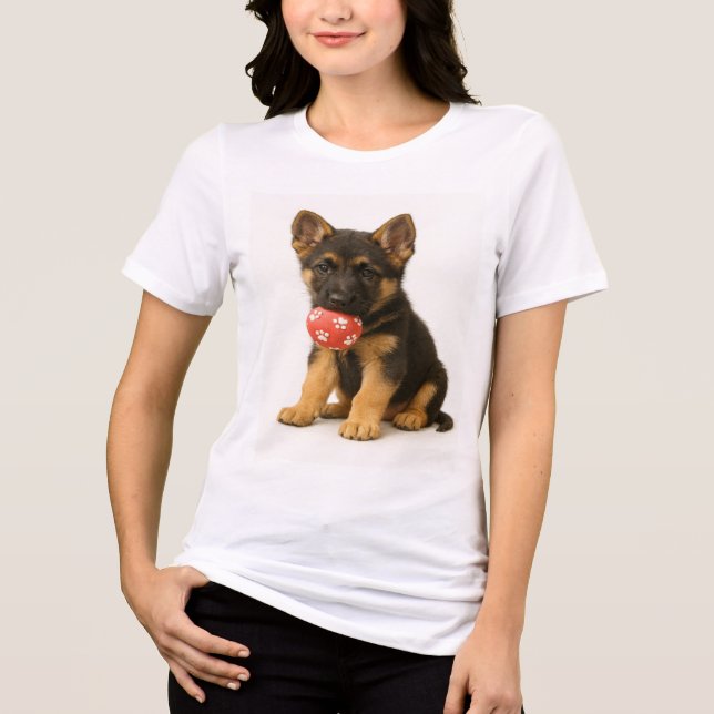 Camiseta Triblenda Paws Off My Ball - Papel de pastor alemán (Anverso)