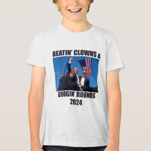 Camiseta Triblenda Payasos y campeones; Dodgin Rodea a Donald Trump 2