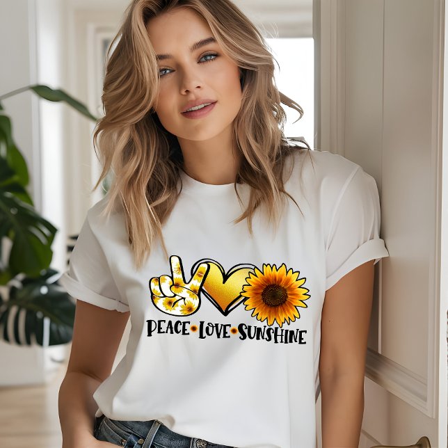 Camiseta Triblenda Paz Amor Sunshine Moderno Girasol Moda (Subido por el creador)