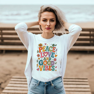 Camiseta Triblenda Paz, Amor y Buenos Vibraciones Retro