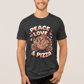 Camiseta Triblenda Paz Amor y Pizza - Gracioso Humor de Acción de Gra