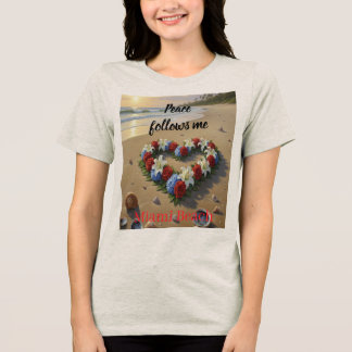Camiseta Triblenda Peace Follows Me Beautiful Beach Floral T-Shirt