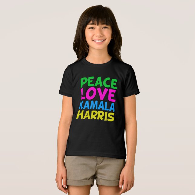 Camiseta Triblenda Peace Love Kamala Harris Cute Kids ( Anverso Completo)