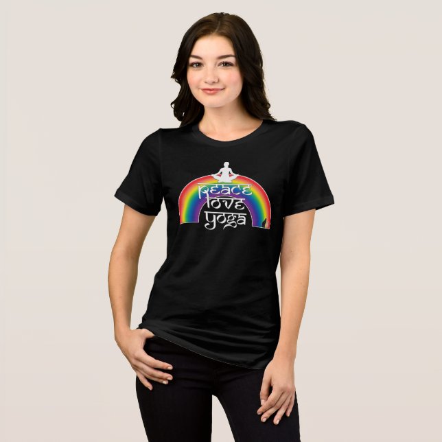 Camiseta Triblenda Peace Love Yoga Rainbow Intentions (Anverso Completo)