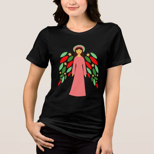 Camiseta Triblenda Peaceful Christmas Angel with Festive Wings  (Anverso)