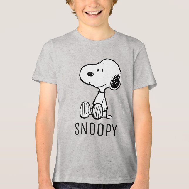 Camiseta Triblenda PEANUTS | Snoopy on Black White Comics (Anverso)