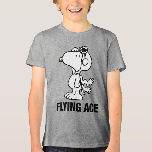 Camiseta Triblenda Peanuts | Snoopy the Flying Ace BW (Anverso)