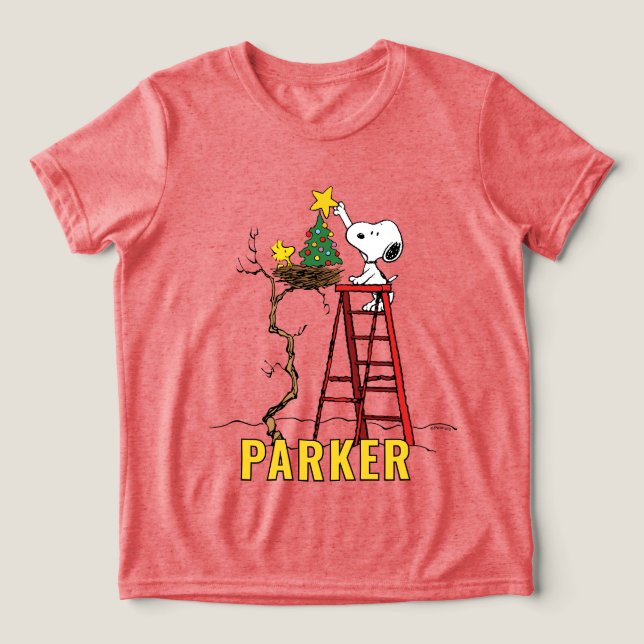 Camiseta Triblenda Peanuts | Snoopy & Woodstock Christmas Tree (Diseño delantero )