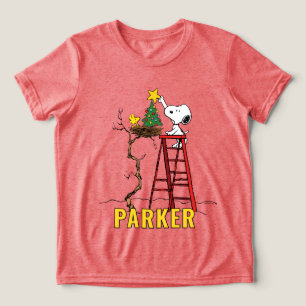 Camiseta Triblenda Peanuts Snoopy y Woodstock árbol de Navidad