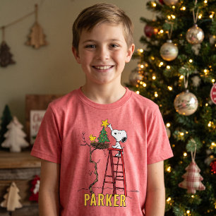 Camiseta Triblenda Peanuts Snoopy y Woodstock árbol de Navidad