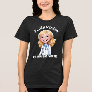 CAMISETA TRIBLENDA PEDIATRICIAN ANTISTRESS DOCTOR CARTOON GIRL