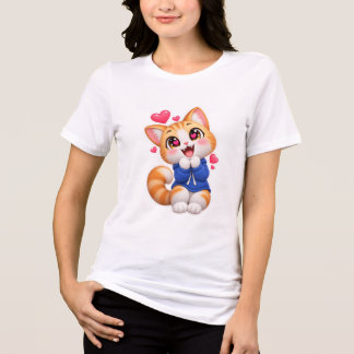 Camiseta Triblenda Pegatina de gato lindo asombrado