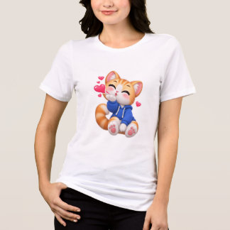 Camiseta Triblenda Pegatina de gato lindo soplando un beso