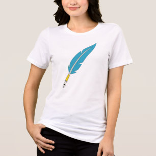 Camiseta Triblenda Pegatina de pluma estilográfica Simple Blue Feathe
