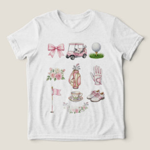 Camiseta Triblenda pelota de golf, coqueta rosa, golf acuarela