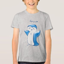Pengu Feliz Pingüino (LtBlue) Camiseta para Niños