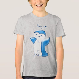 Camiseta Triblenda Pengu Feliz Pingüino (LtBlue) Camiseta para Niños