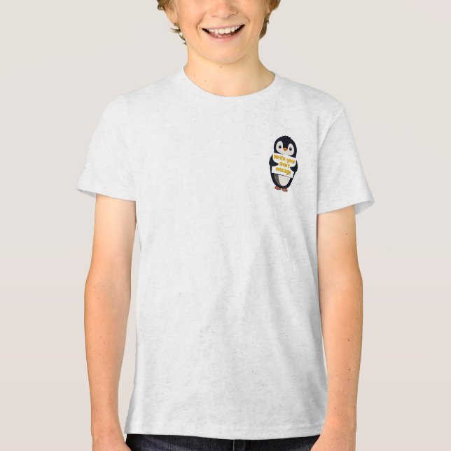 Camiseta Triblenda Penguin illustration holding customizable sign (Anverso)