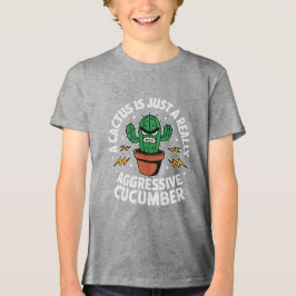 Camiseta Triblenda Pepino Agresivo – Chiste Divertido de Cactus