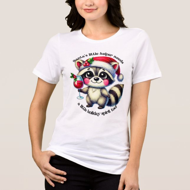 Camiseta Triblenda Pequeña ayudante de Santa en un espíritu festivo (Anverso)