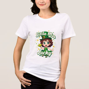 Camiseta Triblenda Pequeña señorita Lucky: Chica del Día de San Patri
