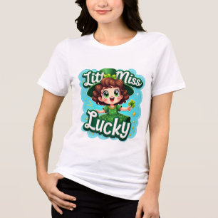 Camiseta Triblenda Pequeña señorita Lucky: Chica del Día de San Patri
