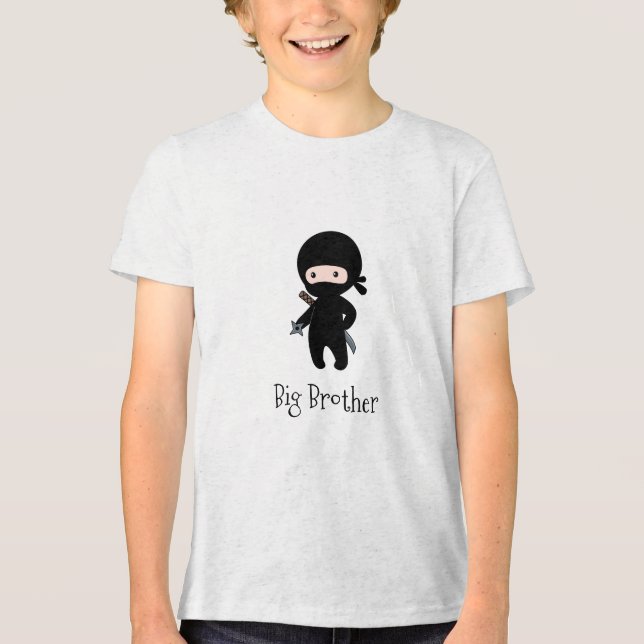 Camiseta Triblenda Pequeño Ninja Sosteniendo Estrella Fugaz - Hermano (Anverso)