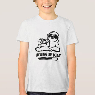 Camiseta Triblenda Perezoso Jugador Cumpleaños Subiendo de Nivel Hoy