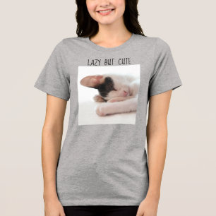 Camiseta Triblenda Perezoso pero lindo gato de foto gatita amante del