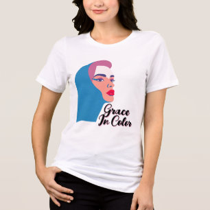 Camiseta Triblenda Perfil de mujer de arte pop elegante