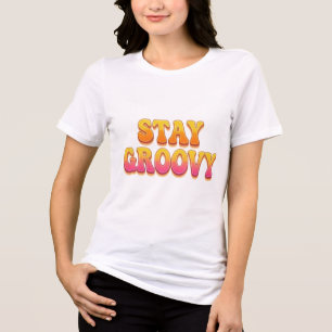 Camiseta Triblenda Permanecer genial tipografía burbuja gráfica retro