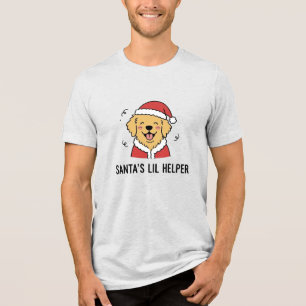 Camiseta Triblenda Perrito de Navidad Retriever Dorado Ayudante de Sa
