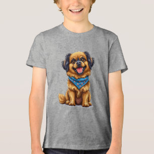 Camiseta Triblenda Perro alegre con pelaje dorado y esponjoso