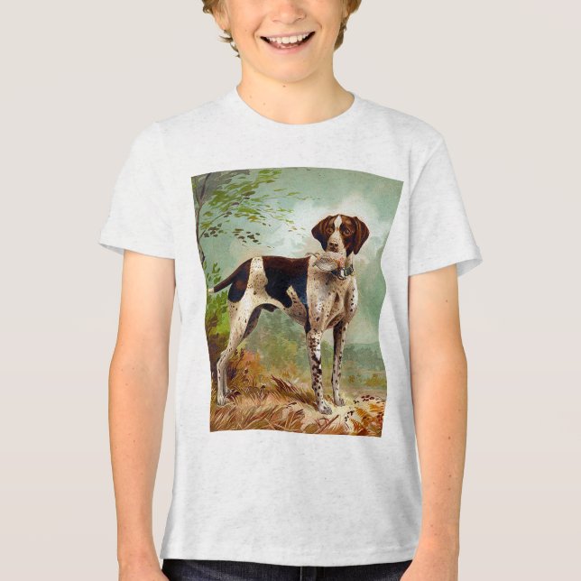 Camiseta Triblenda Perro cazador con pájaro en la boca (Anverso)