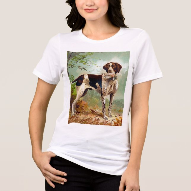 Camiseta Triblenda Perro cazador con pájaro en la boca (Anverso)