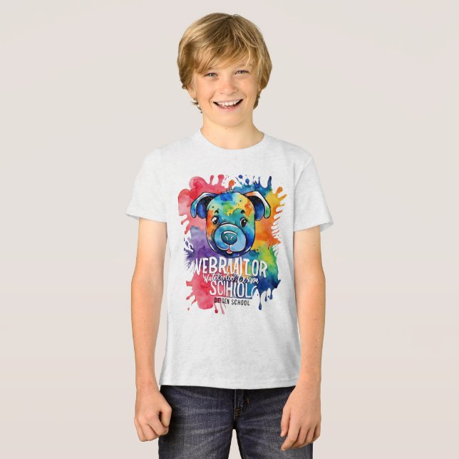 Camiseta Triblenda Perro colorido con acuarela divertida (Anverso Completo)