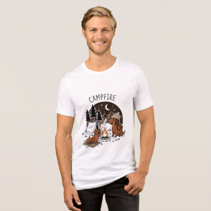 Camiseta Triblenda Perro Dachshund de fogata nocturna de camping
