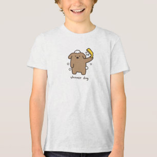 Camiseta Triblenda Perro de ducha Caniche marrón Tiempo de baño Kawai