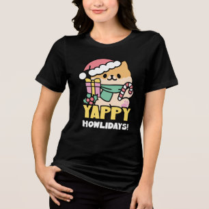 Camiseta Triblenda Perro de Navidades Cuadros - Yappy Howlidays
