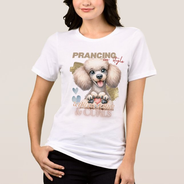 CAMISETA TRIBLENDA PERRO DE POODLE FRANCÉS BLANCO CUDO DICE (Anverso)