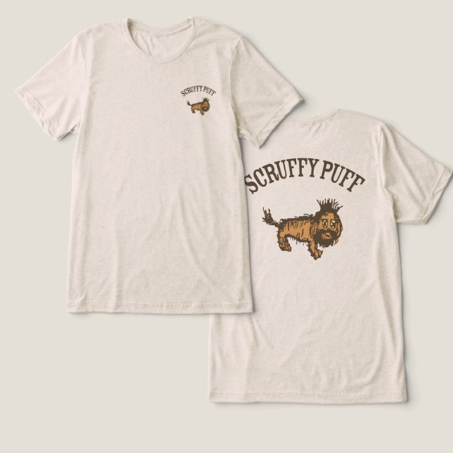 Camiseta Triblenda Perro de Scruffy Puff (Diseño Anverso y Reverso)