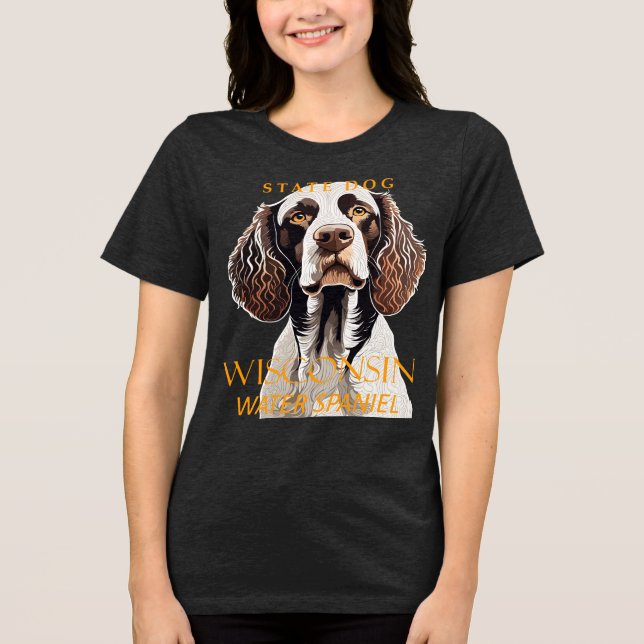 Camiseta Triblenda Perro del Territorio de Wisconsin El Spaniel de Ag (Anverso)