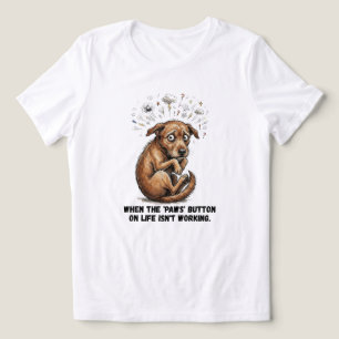 Camiseta Triblenda Perro Desgreñado Ansioso Cuando el Botón de las Pa