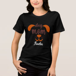 Camiseta Triblenda Perro Divertido Mamá Nombre de Script Personalizad