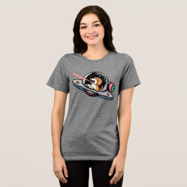 Camiseta Triblenda Perro espacial de Pixel Art – Piloto de láser
