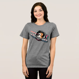 Camiseta Triblenda Perro espacial de Pixel Art – Piloto de láser